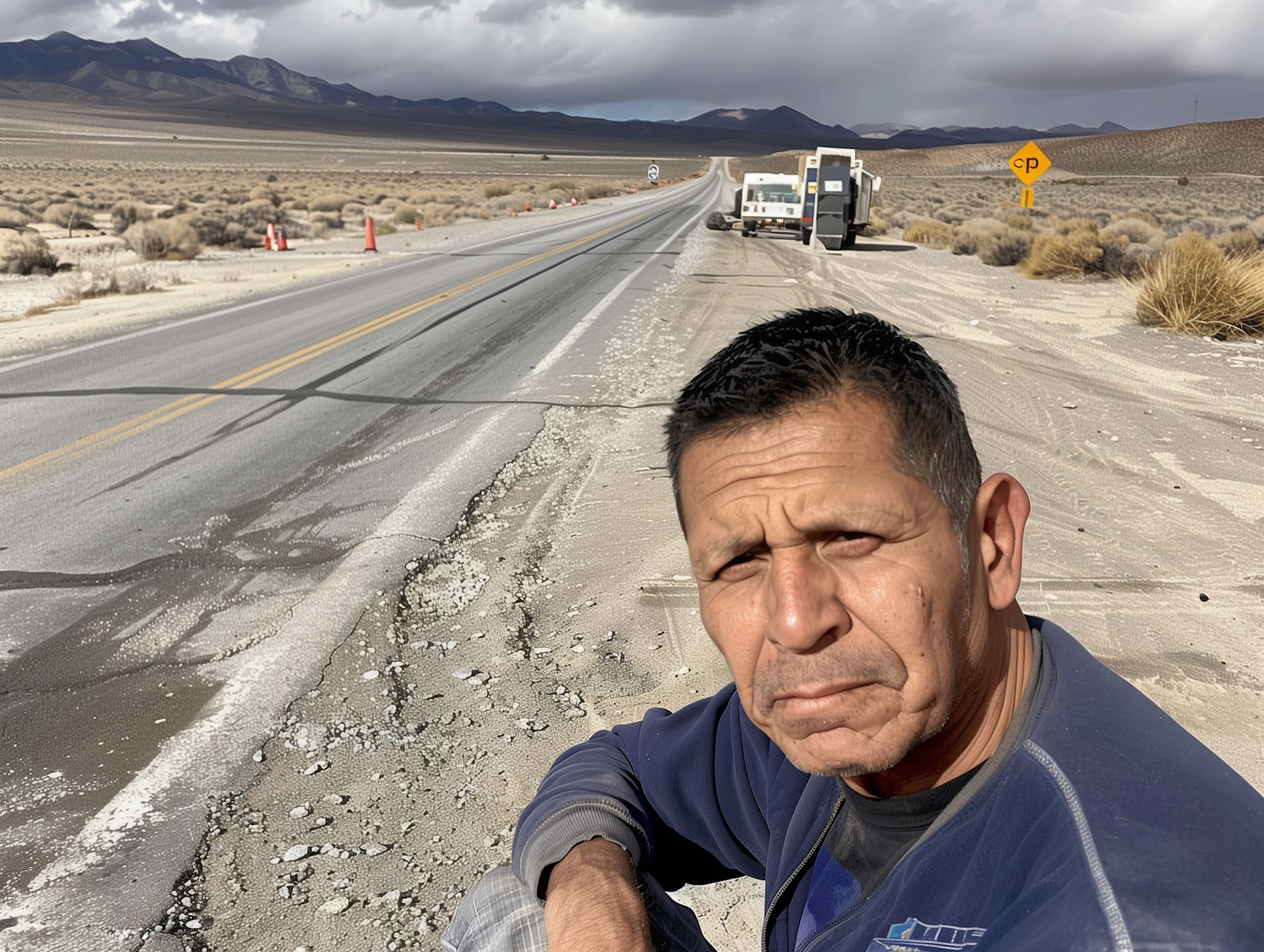 Person on a desert road