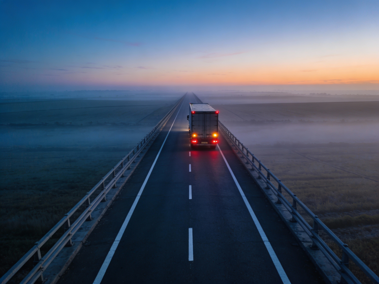Truck on a dawn highway